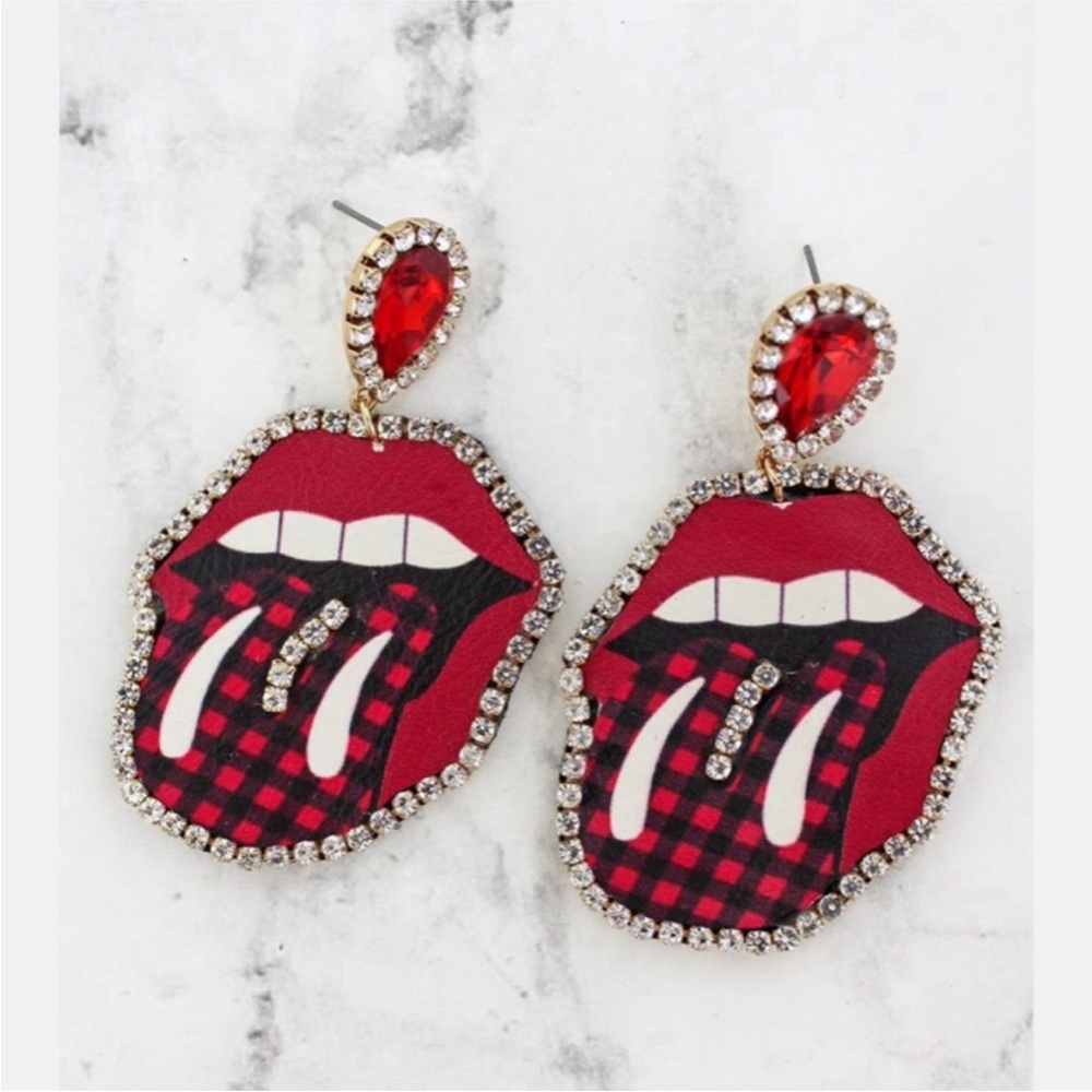 CLOSET CLEAR OUT! Buffalo Check Tongue Earrings NWT